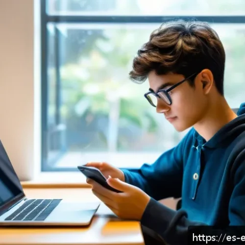 Home 17 효과적인 복잡한 주제 학습을 위한 도구 추천 - A cozy modern study room with a young adult student using a smartphone app like Forest, focused on p...